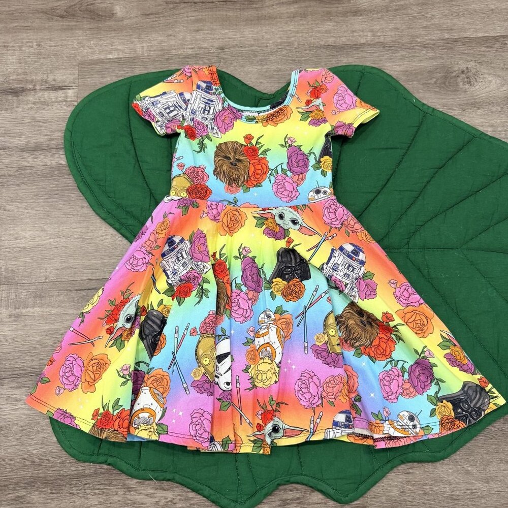 Star Wars Themed Rainbow Dress For Girls Size 5/6 By Wild Rich Kids